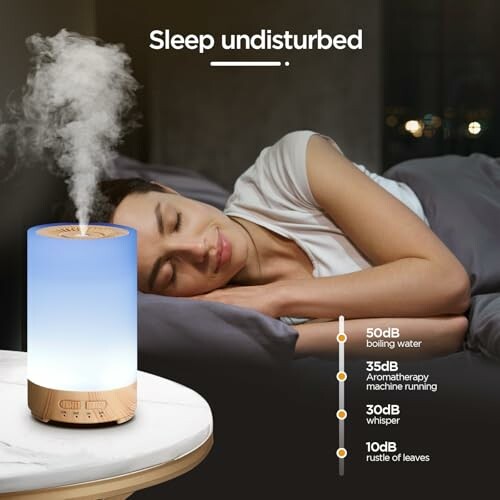 Femme dormant paisiblement avec machine d'aromathérapie