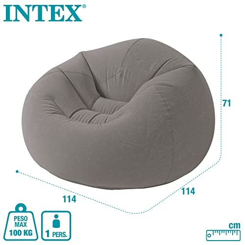 Chaise gonflable grise avec dimensions