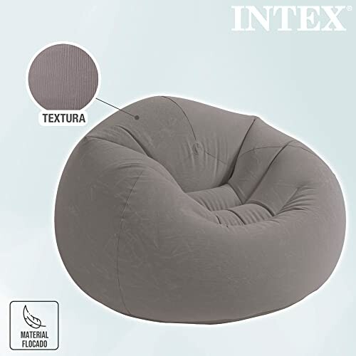 Fauteuil gonflable Intex gris avec texture floquée.