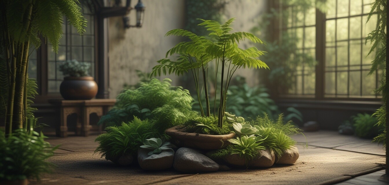 Plantes zen dans un jardin