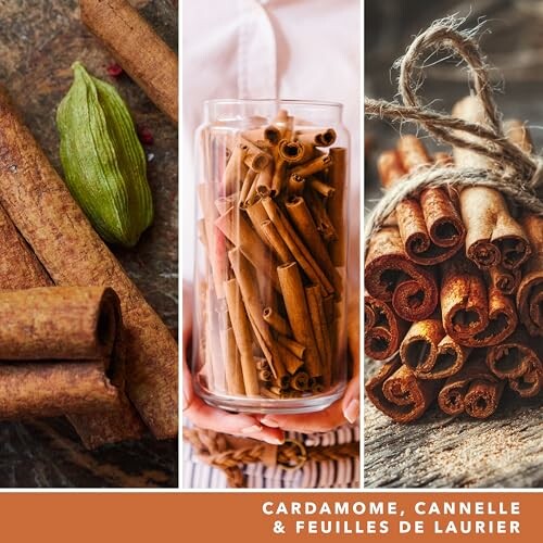 Épices avec cardamome, cannelle et feuilles de laurier.