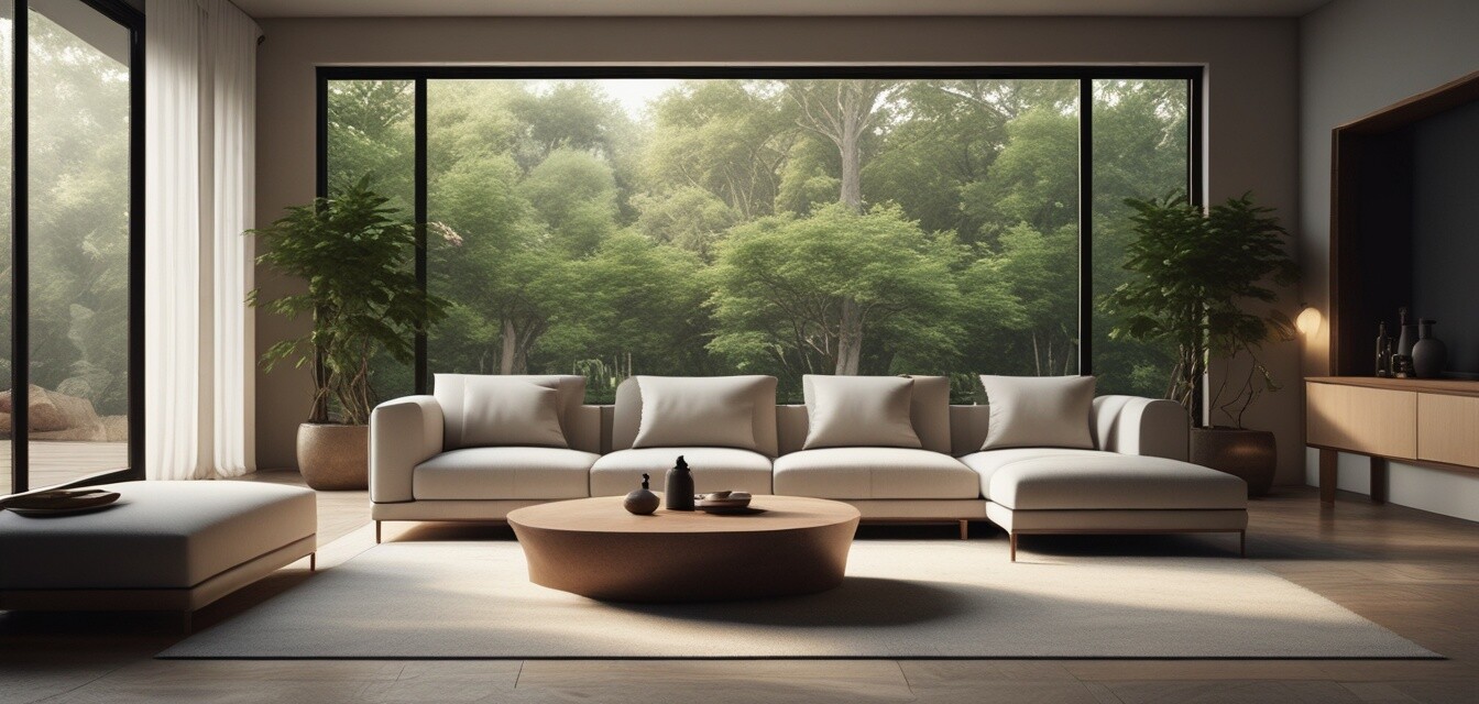 Salon zen avec un design minimaliste
